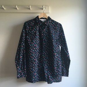 Old Navy The Classic Shirt Black Floral Print Long Sleeve Button Down Top
